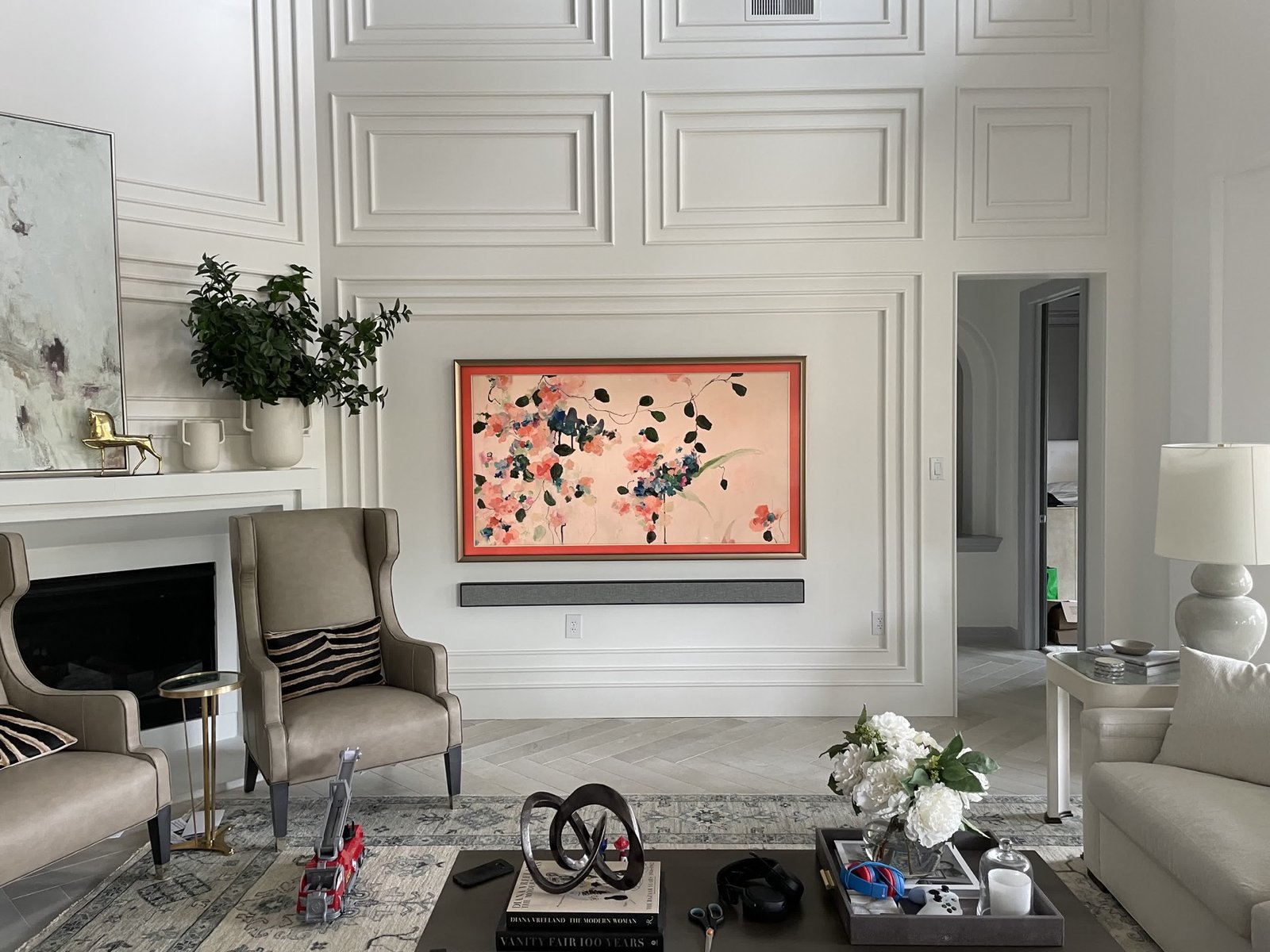 Living room Frame TV and soundbar installation