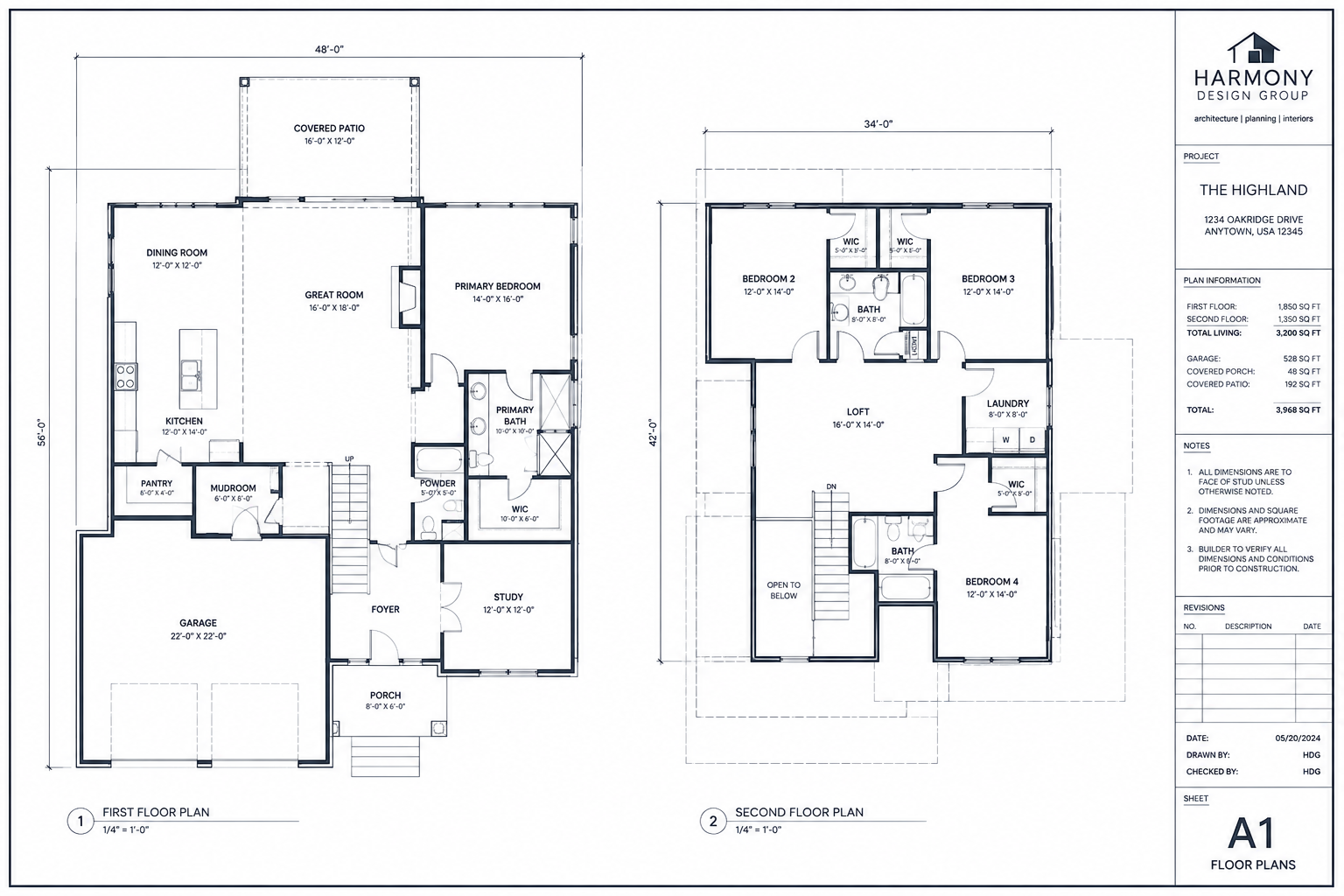 Architectural floor plan for builder and architect coordination